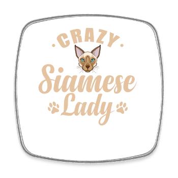 Crazy Siamese Cat Lady Pet Cat - Square fridge magnet - white - Front