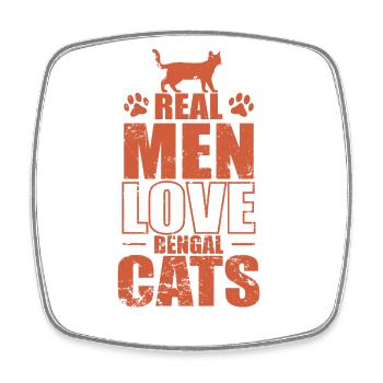 Real Men Love Bengal Cats Hauskatze - Viereckiger Kühlschrankmagnet - Weiß - Vorne