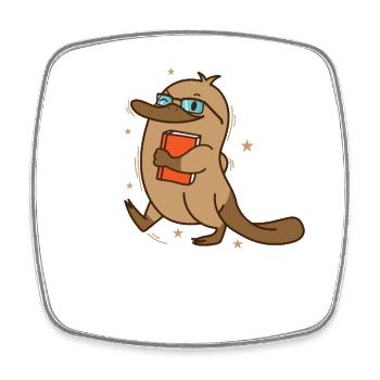 Ornithorynque rusé avec livre et lunettes - Magnet carré - blanc - Devant