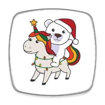 Weihnacht Einhorn Eisbär frohe Weihnachten Einhorn - Viereckiger Kühlschrankmagnet - Weiß - Vorne