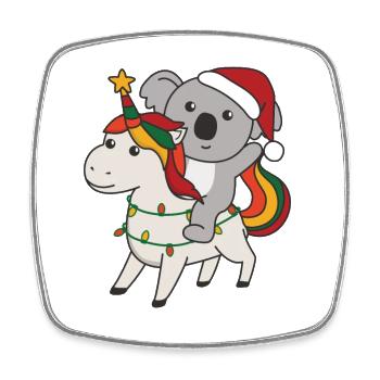 Licorne de Noël Koala Joyeux Noël Licorne - Magnet carré - blanc - Devant