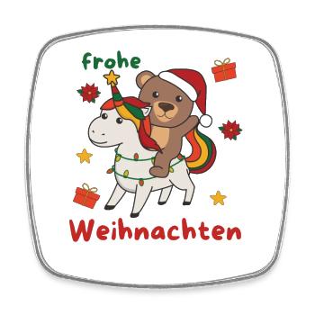 Weihnachts Einhorn Bär frohe Weihnachten Einhorn - Viereckiger Kühlschrankmagnet - Weiß - Vorne