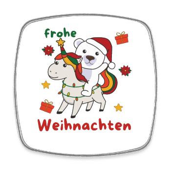 Weihnacht Einhorn Eisbär frohe Weihnachten Einhorn - Viereckiger Kühlschrankmagnet - Weiß - Vorne