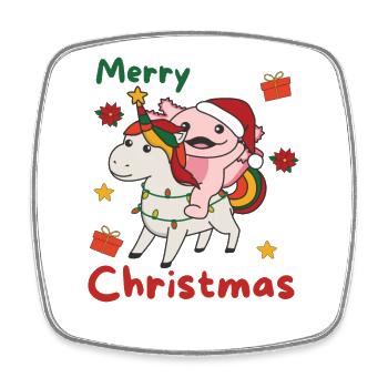 Noël Axolotl Joyeux Noël Licorne - Magnet carré - blanc - Devant