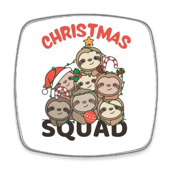 Sloth Christmas Tree Christmas Squad Sloths - Square fridge magnet - white - Front
