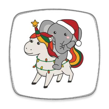 Éléphant de Noël Joyeux Noël Licorne - Magnet carré - blanc - Devant