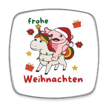Weihnachts Axolotl frohe Weihnachten Einhorn - Viereckiger Kühlschrankmagnet - Weiß - Vorne