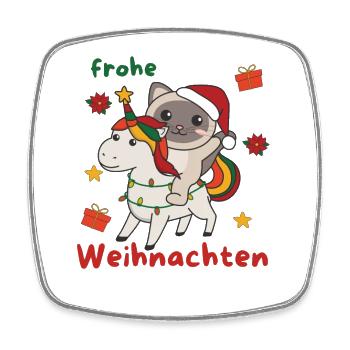 Weihnachts Einhorn Katze frohe Weihnachten Einhorn - Viereckiger Kühlschrankmagnet - Weiß - Vorne