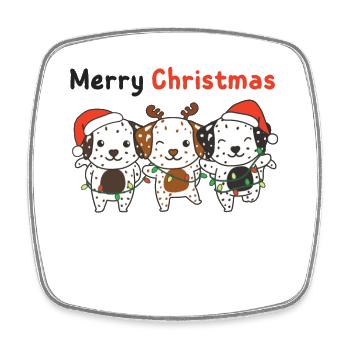 Dalmatians Merry Christmas Cute Dogs - Square fridge magnet - white - Front