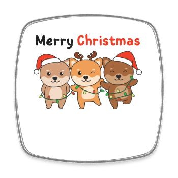 Shiba Inu Joyeux Noël Noël Chiens mignons - Magnet carré - blanc - Devant