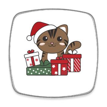 Chat Cadeau de Noël Animaux d’hiver Chats - Magnet carré - blanc - Devant