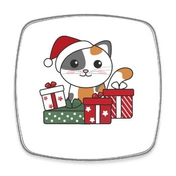 Chat Cadeau de Noël Animaux d’hiver Chats - Magnet carré - blanc - Devant