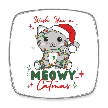 chat animaux de noël mignon chat miaou catmas - Magnet carré - blanc - Devant