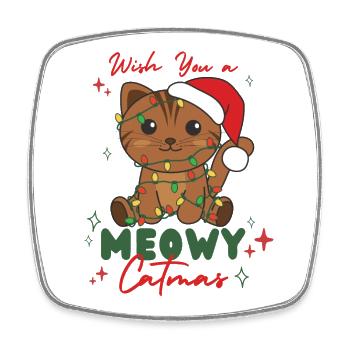 chat animaux de noël mignon chat miaou catmas - Magnet carré - blanc - Devant
