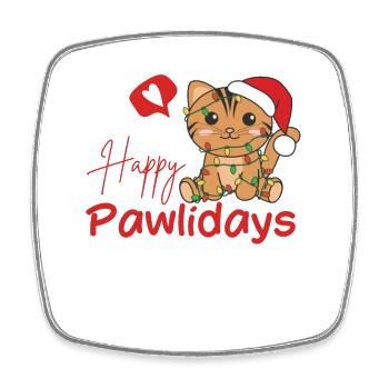 Katze Weihnachten süße Katzen Happy Pawlidays - Viereckiger Kühlschrankmagnet - Weiß - Vorne