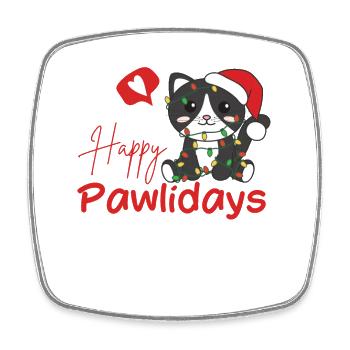 Katze Weihnachten süße Katzen Happy Pawlidays - Viereckiger Kühlschrankmagnet - Weiß - Vorne