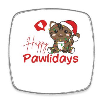 Katze Weihnachten süße Katzen Happy Pawlidays - Viereckiger Kühlschrankmagnet - Weiß - Vorne