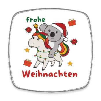 Weihnachts Einhorn Koala frohe Weihnachten Einhorn - Viereckiger Kühlschrankmagnet - Weiß - Vorne