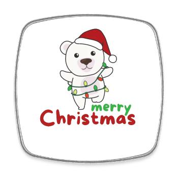 polar bear merry christmas winter animals polar bears - Square fridge magnet - white - Front