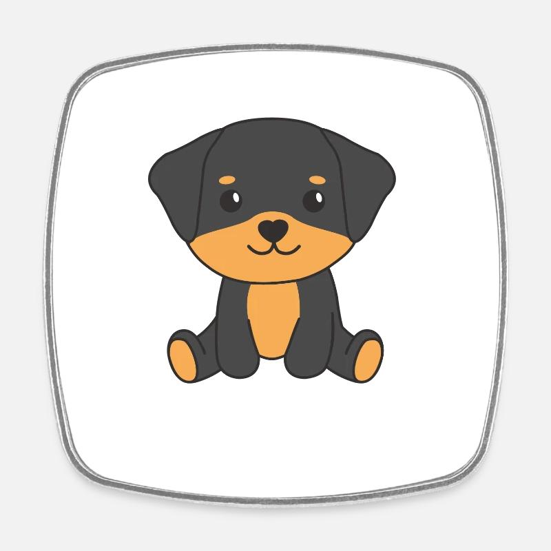 Rottweiler chiens mignons drôles Rottweiler - Magnet carré - blanc