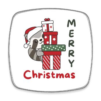 Raccoon Christmas Gift Winter Raccoons - Square fridge magnet - white - Front