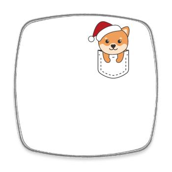 Fröhliche Weinachten süßer Shiba Inu Brusttasche - Viereckiger Kühlschrankmagnet - Weiß - Vorne