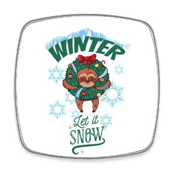 Faultier Weihnachten Winter T-Shirt - Viereckiger Kühlschrankmagnet - Weiß - Vorne
