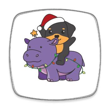 Weihnachts Hippo Rottweiler frohe Weihnachten Hund - Viereckiger Kühlschrankmagnet - Weiß - Vorne