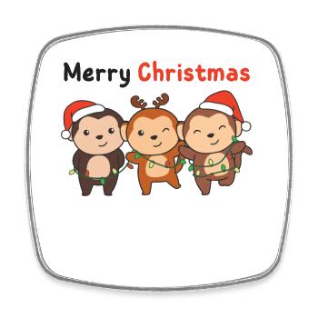 Monkey Christmas Animals Monkeys Merry Christmas - Square fridge magnet - white - Front