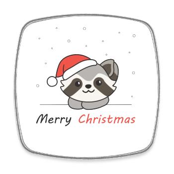 Raccoon Christmas Snow Winter Raccoons - Square fridge magnet - white - Front