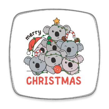 Koala Arbre de Noël Joyeux Noël - Magnet carré - blanc - Devant