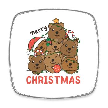Arbre de Noël Quokka Joyeux Noël - Magnet carré - blanc - Devant