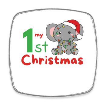 Elephant Christmas Elephant my 1st Christmas - Square fridge magnet - white - Front