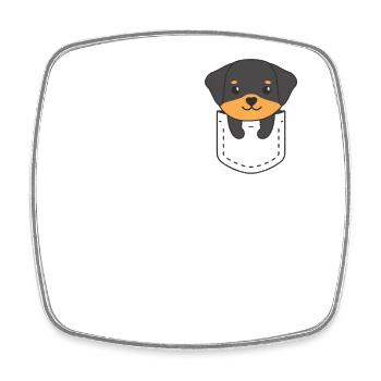 Rottweiler chiens mignons dans la poche de poitrine - Magnet carré - blanc - Devant