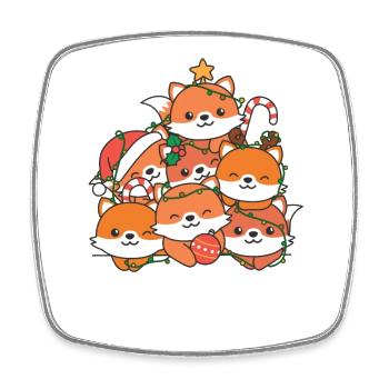 Fox Christmas Tree Funny Animal Christmas - Square fridge magnet - white - Front