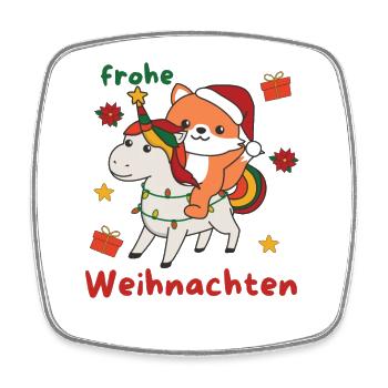 Weihnachts Einhorn Fuchs frohe Weihnachten Einhorn - Viereckiger Kühlschrankmagnet - Weiß - Vorne