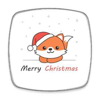 Fox Christmas Snow Winter Animals Fox - Square fridge magnet - white - Front