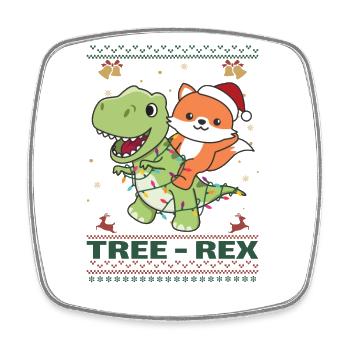 Merry Christmas ugly christmas Fuchs Tree Rex - Viereckiger Kühlschrankmagnet - Weiß - Vorne