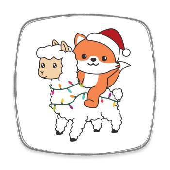 Fuchs Lama Alpaka Weihnachten Winter Tiere - Viereckiger Kühlschrankmagnet - Weiß - Vorne