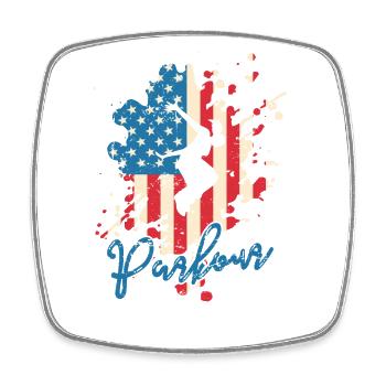 Parkour USA Flag Sport Training Fitness - Magnet carré - blanc - Devant