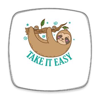 Take it Easy Faultier faul Natur - Viereckiger Kühlschrankmagnet - Weiß - Vorne