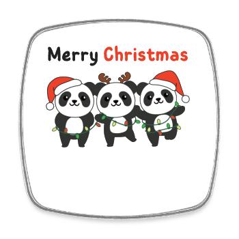 Panda Noël Animaux Pandas Joyeux Noël - Magnet carré - blanc - Devant
