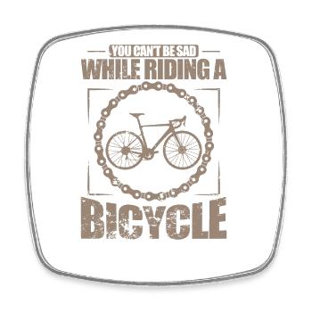 You can't be sad while Riding a Bicycle - Square fridge magnet - white - Front
