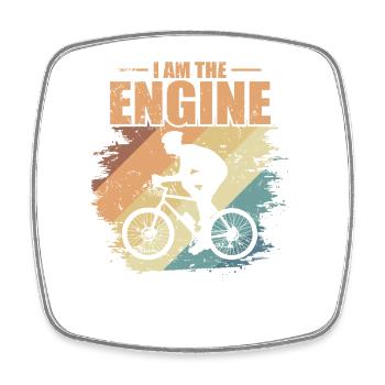 I am the Engine Cycling Fitness - Square fridge magnet - white - Front