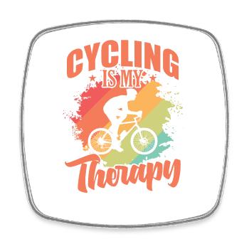 Cycling is my Therapy Fahrrad fahren Fitness - Square fridge magnet - white - Front