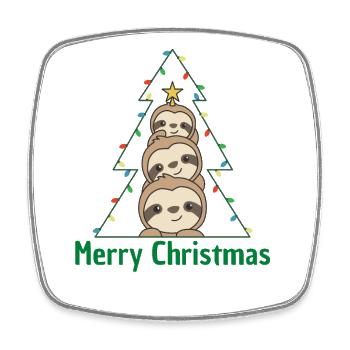 Sloth Christmas tree Christmas animals Sloths - Square fridge magnet - white - Front