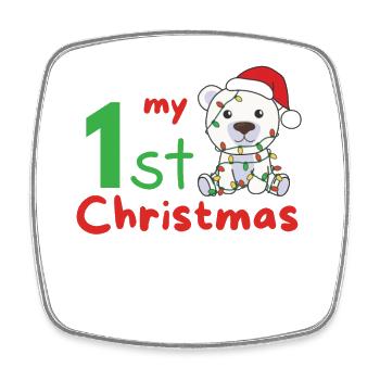 Polar Bear Christmas Polar Bears my 1st Christmas - Square fridge magnet - white - Front