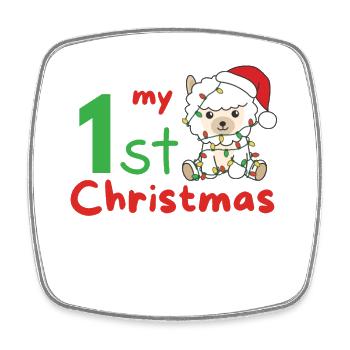 Alpaka Weihnachten Alpakas my 1st Christmas - Viereckiger Kühlschrankmagnet - Weiß - Vorne