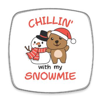 Quokka Chillin avec mon bonhomme de neige - Magnet carré - blanc - Devant