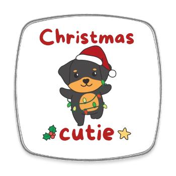Rottweiler Weihnachten Hunde Christmas Cutie - Viereckiger Kühlschrankmagnet - Weiß - Vorne